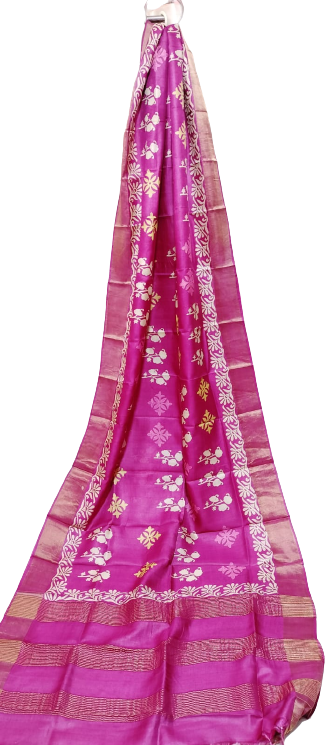 Tussar handblock print saree