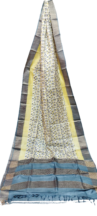 Tussar handblock print saree