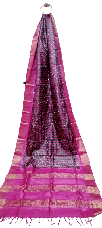 Tussar handblock print saree