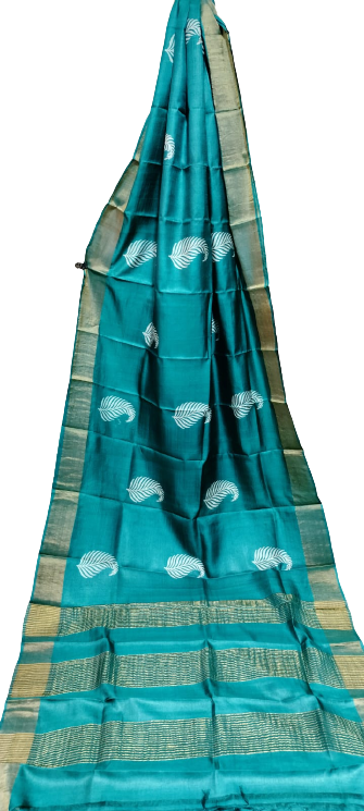 Tussar handblock print saree